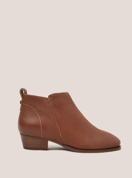 White Stuff Leather Willow Ankle Boot In Dark Tan Boots Women